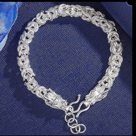 STERLING SILVER DRAGON BRACELET - Picture 3 of 12